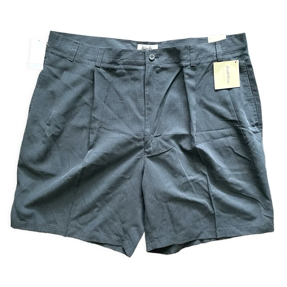 NWT Arnold Palmer‎ Sportsman Microfiber Golf Shorts 40 Pleated Gray Micro Check